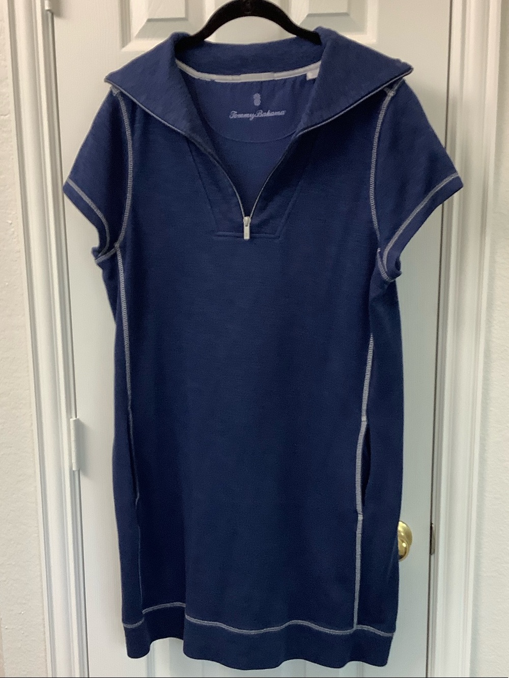TOMMY BAHAMA Navy Short-Sleeve Polo Tunic with Zip sz xl